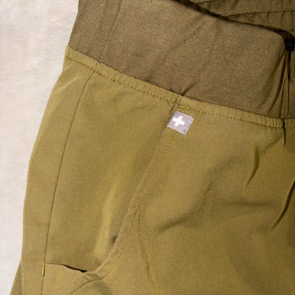 FIGS Zamora Jogger Scrub Pants Olive Green Neon Yellow Drawstring Tall Size MT - Picture 3 of 8